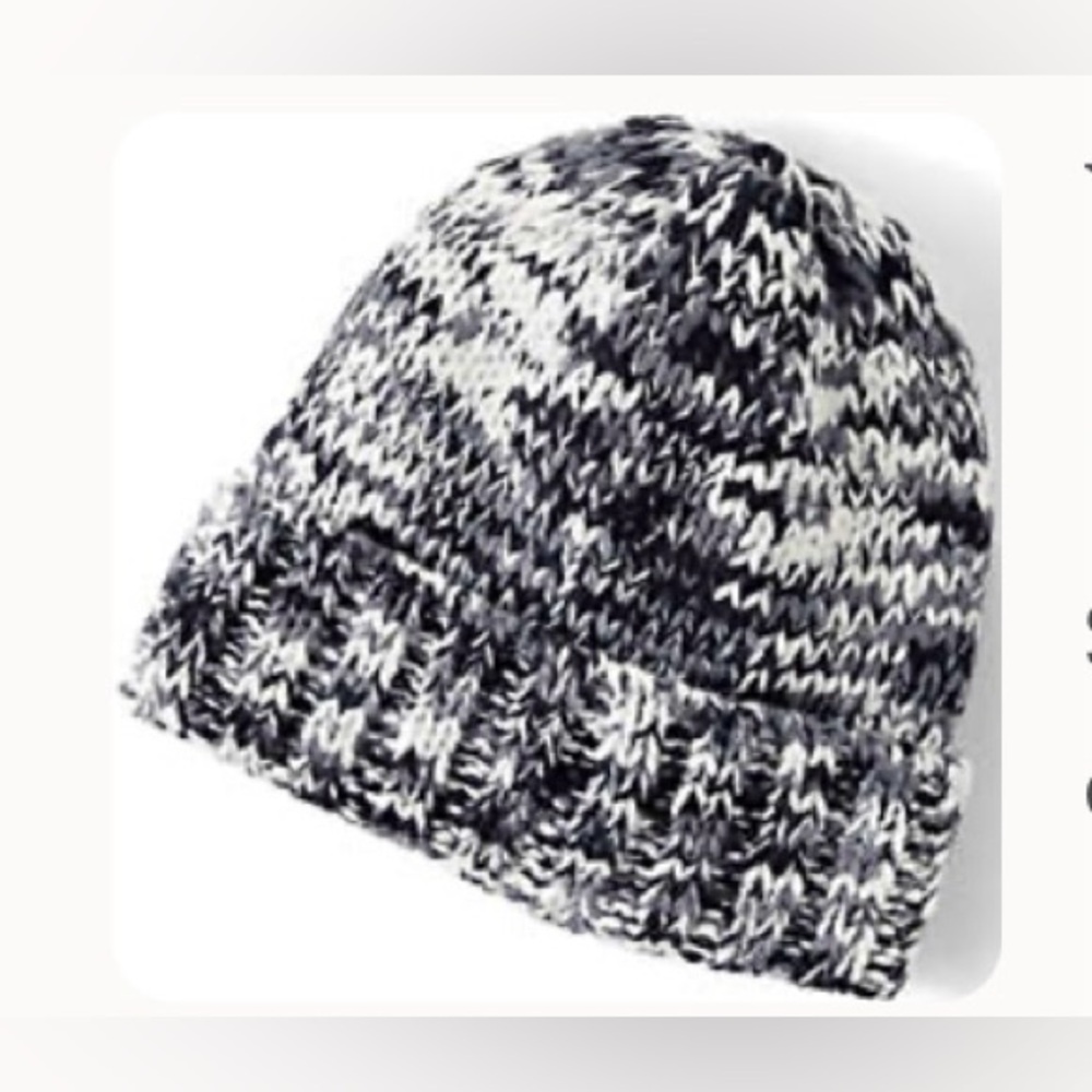 Land’s’ End Women’s Space Dye Knit Beanie in Black Marl| Size: S/M